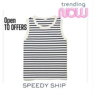 KULE black and White Striped Tank Top